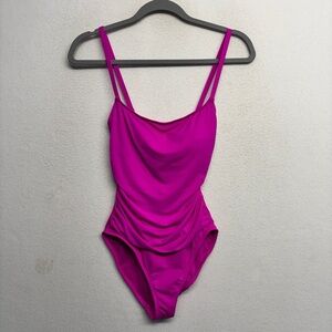 La Blanca Fuscia Pink One Piece Swimsuit XS Square Neck